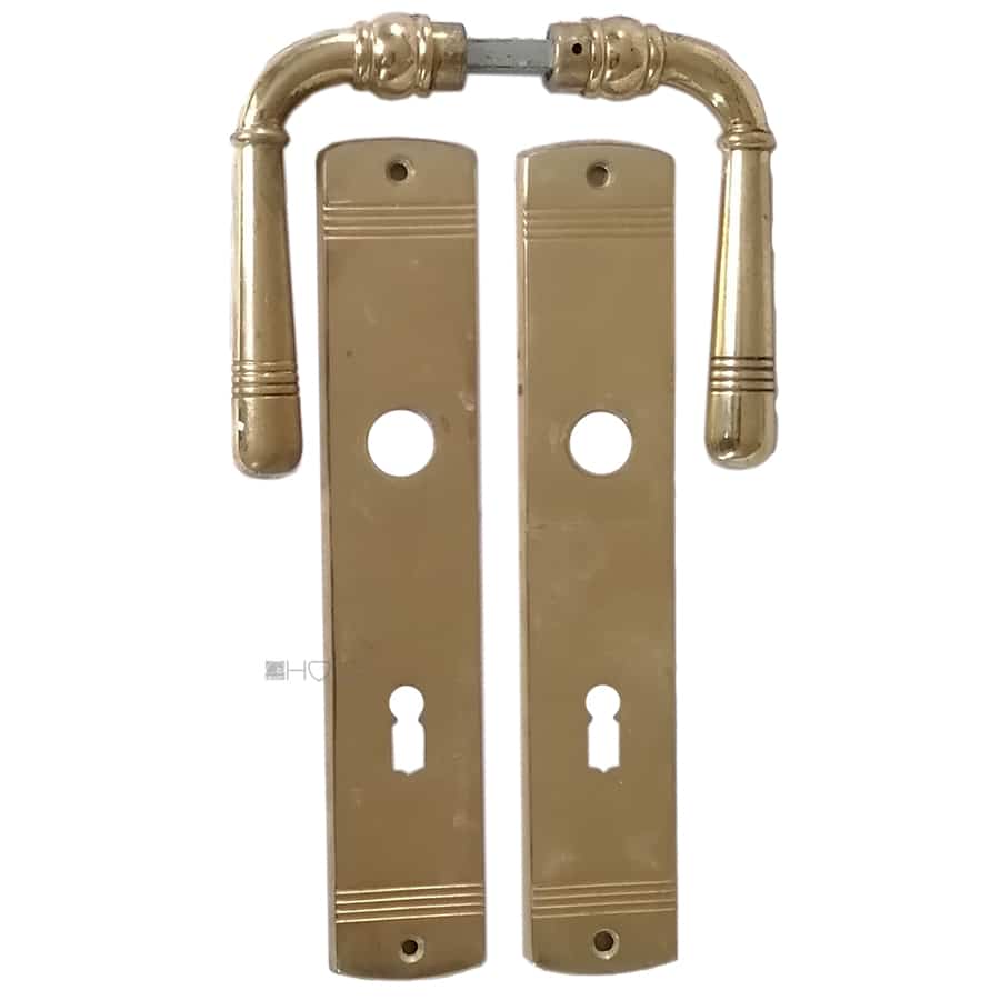 Drückergarnitur Jugendstil Streifen gebraucht Messing 8er Vk 72