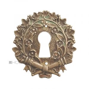 Schlüsselschild Möbel antik Bronze Schlüsselrosette Fackel Blumen 52mm