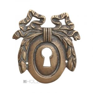 Bronze Schlüsselrosette antik Schlüsselschild Schleife klassizistisch alt 62mm
