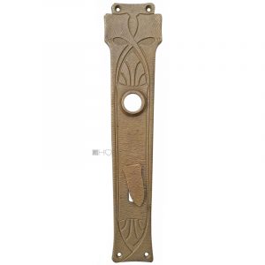 Langschild Jugendstil neogotik alt Guss Türdrücker 17.5mm 80
