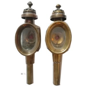 Paar Kutschenlampen antik Messing Glas facettiert alt 41cm