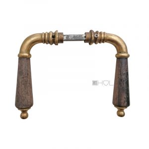 Jugendstil Türdrücker alt Türklinken antik Messing rund Ebenholz 8er Vk