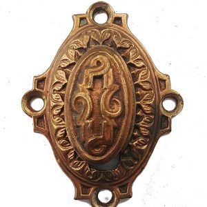 Schlüsselrosette Schlüsselschild Türbeschlag antik alt Messing Nr.149