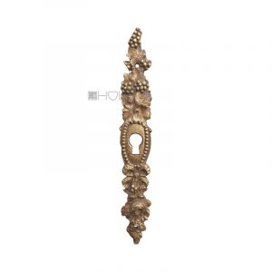 Antik Bronze Schlüsselschild feuervergoldet Tür Möbelbeschlag Weinlaub 16 cm