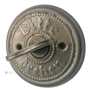 Haus Drehklingel antik Stahl Bitte drehen alt Deckel