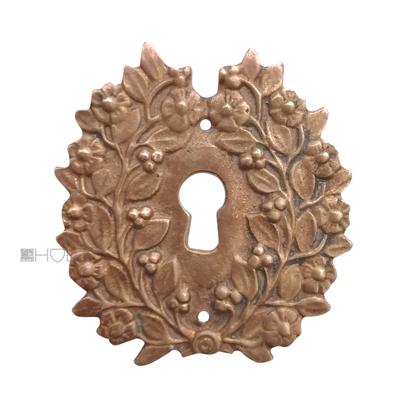 Schlüsselrosette Möbel Blumen Bronze Schlüsselschild 60mm