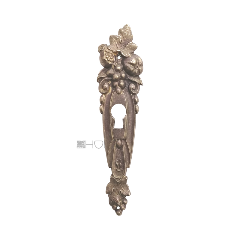 Bronze Schlüsselschild antik Möbelbeschlag Früchte Blätter 118mm