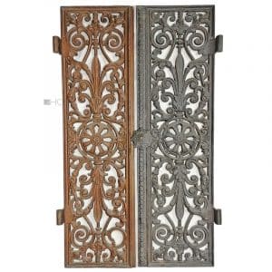 Ofentür Eisen Kamintür antik Jugendstil alt floral 32.5x58cm