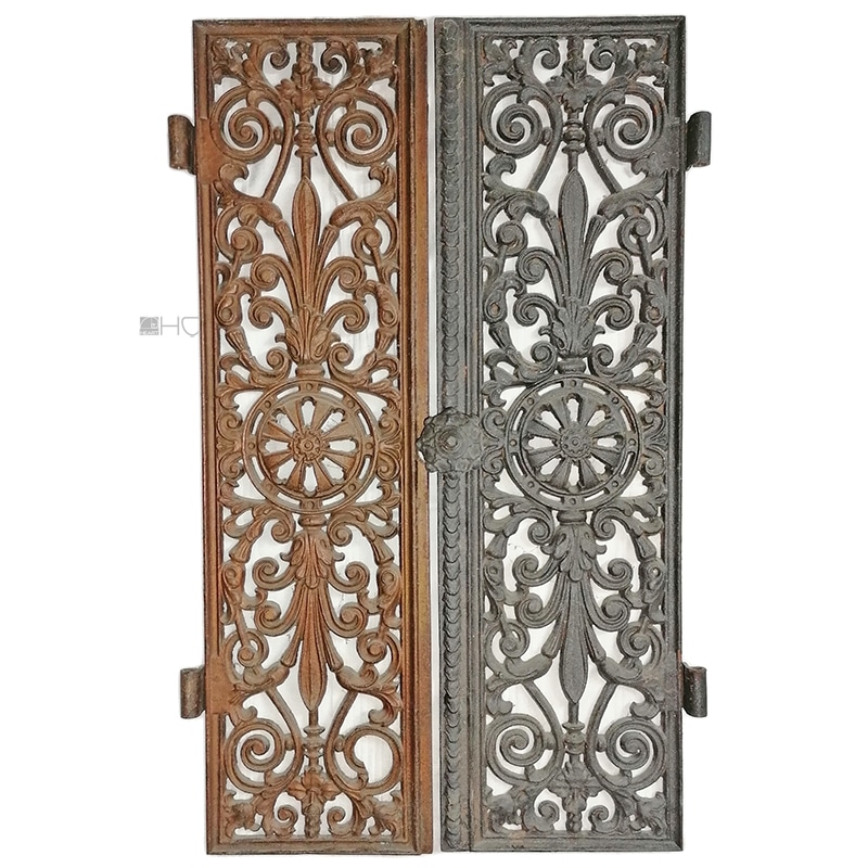 Ofentür Eisen Kamintür antik Jugendstil alt floral 32.5x58cm