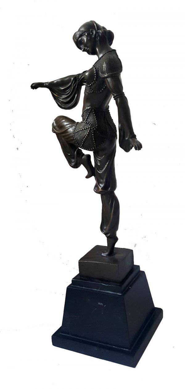 Bronze Figur D.H. Chiparus Art Deco Bronze Statue Tänzerin 49cm 6,3kg