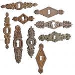 Möbel Bronze Beschlag Schlüsselschild antik