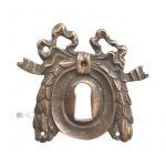 Schlüsselrosette antik Schlüsselschild Bronze Schleife klassizistisch alt 58mm