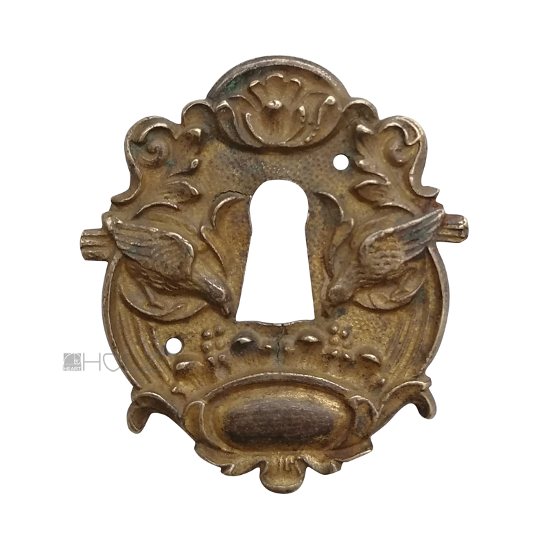 Möbel Bronze Schild Schlüssel antik Vögel Schlüsselrosette 64mm
