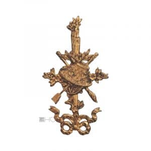 Antik Möbelbeschlag Messingblech alt Schleife Korb Blumen Möbel 67mm