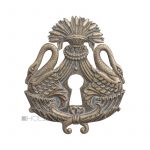 Möbel Schlüsselschild antik Schwan Bronze Schlüsselrosette Empire 78 mm