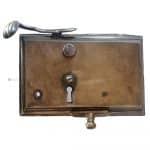 Tür Kastenschloss antik Biedermeier alt Messing Knebeldrücker links 62/52