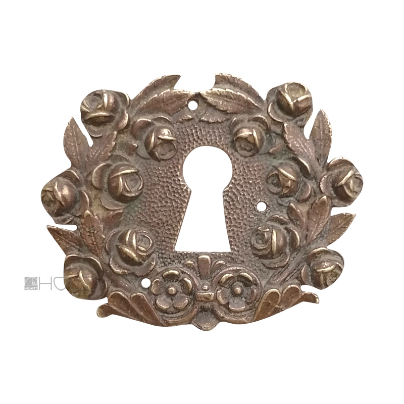 Schlüsselrosette Bronze Schlüsselschild antik Schlossblende Möbel Rosen