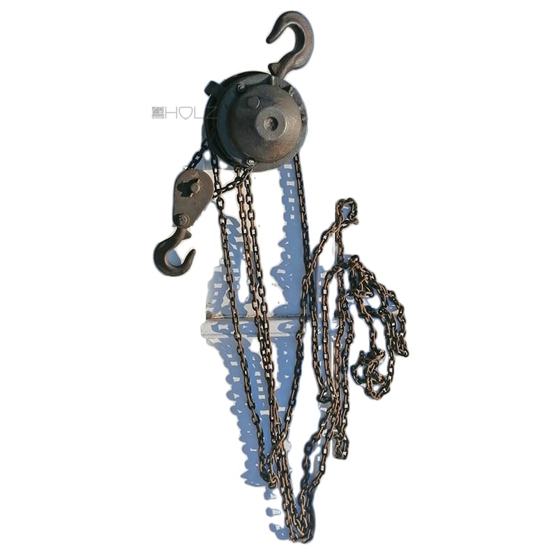 Flaschenzug antik Kettenzug alt Stahl schwer 19cm to.
