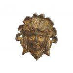 Möbelbeschlag Medaillon antik Frauenbüste alt Bronze 37 mm