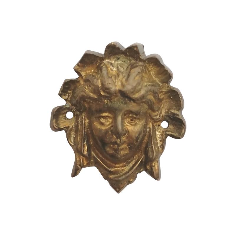 Möbelbeschlag Medaillon antik Frauenbüste alt Bronze 37 mm