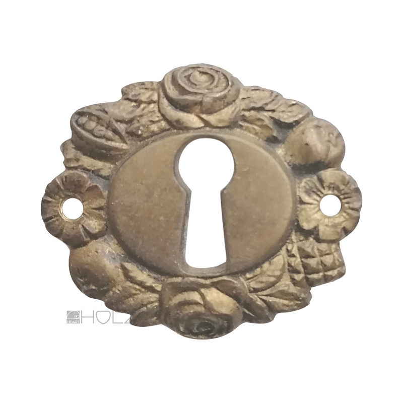 Schlüsselrosette Bronze antik Schlüsselschild Möbelbeschlag alt 37 mm