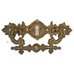 Schubladengriff antik Bronze alt Schlüsselschild Kommode Löwen 113mm