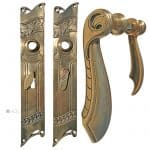 Türdrückergarnitur Jugendstil alt floral Vögel 72mm 8er Vk