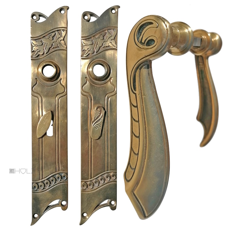 Türdrückergarnitur Jugendstil alt floral Vögel 72mm 8er Vk Türdrückergarnitur Jugendstil alt floral Vögel 72mm 8er Vk