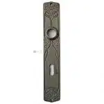 Langschild Jugendstil floral Eisen Türdrücker alt 19.1mm 72