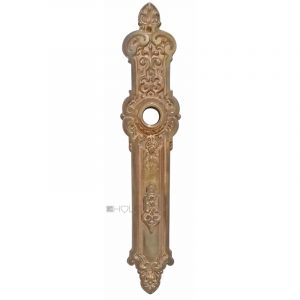 Langschild antik Gründerzeit alt floral Türdrücker 17mm 78