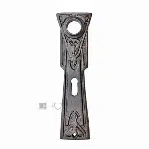 Jugendstil Langschild antik Eisen Blumen Kurzschild alt Türklinke 19.4mm 72