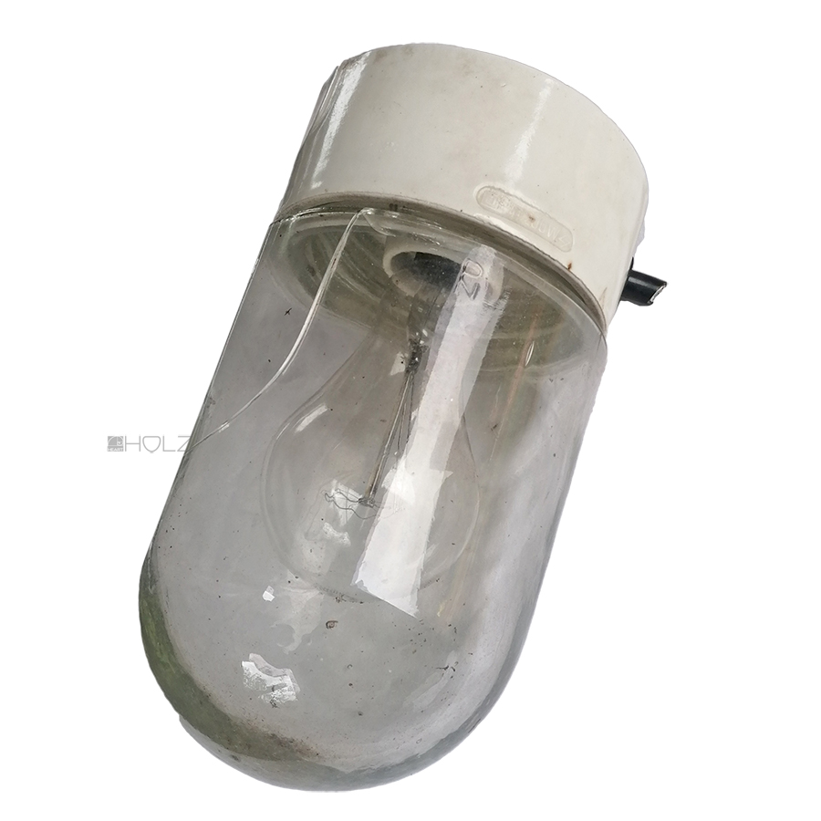 Glaskolbenlampe alt Hoflampe Glas Porzellan 25cm – Beschläge aus Messing , Gusseisen oder Bronze