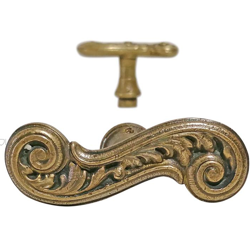 Fensterolive antik alt Fenstergriff Neo Barock Volute 81mm