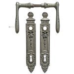 Prächtige Tür Drückergarnitur Jugendstil klassizistisch vernickelt alt 10/9er Vk 126