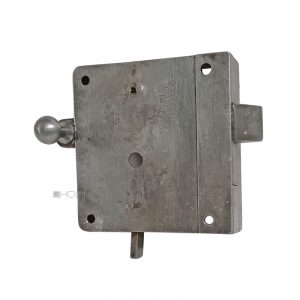 Kastenschloss Knopfriegel Daumenriegel alt Stahl Zugriegel 83mm