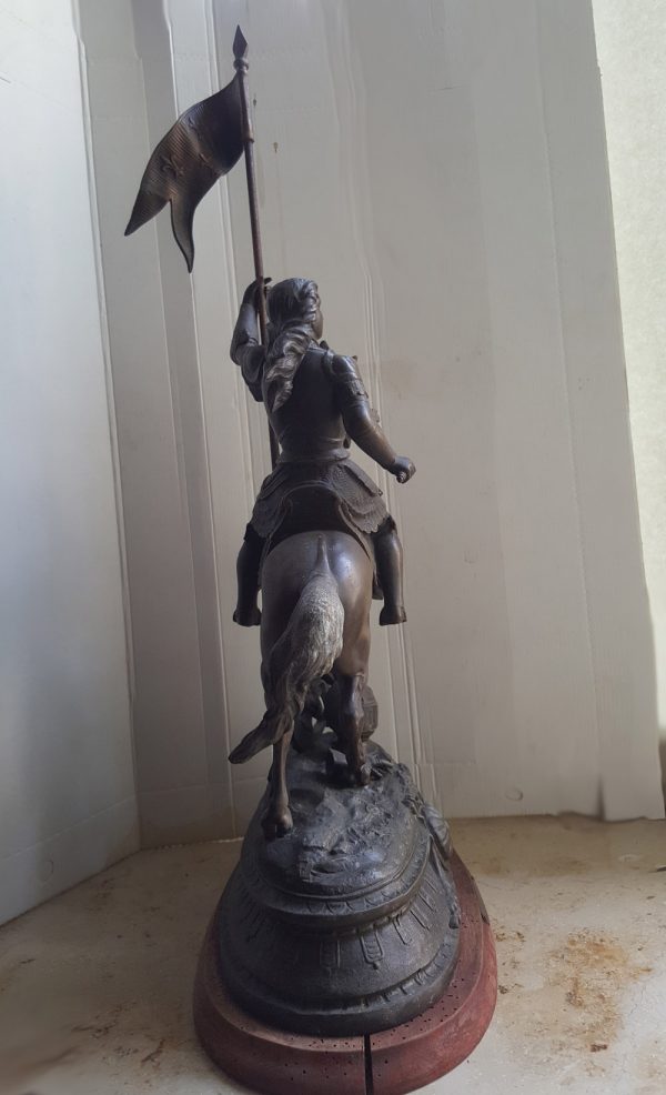 Bronzefigur Jeanne d' Arc Bronze Skulptur Pferd Reiter Au Siege d'Orleans