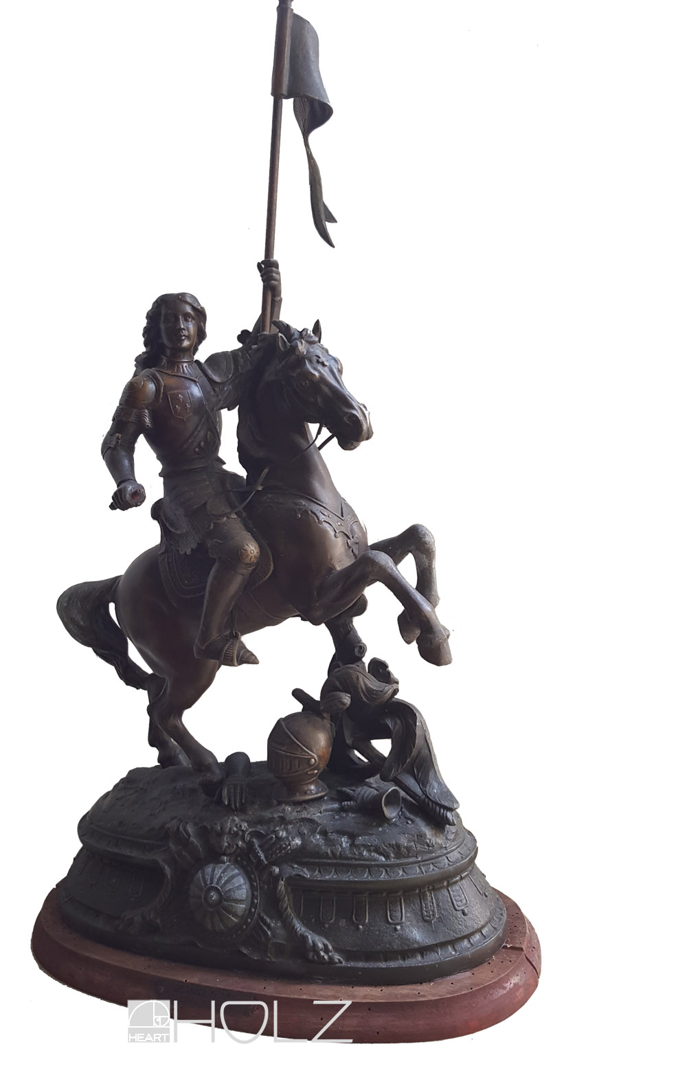 Bronzefigur Jeanne d' Arc Bronze Skulptur Pferd Reiter Au Siege d'Orleans