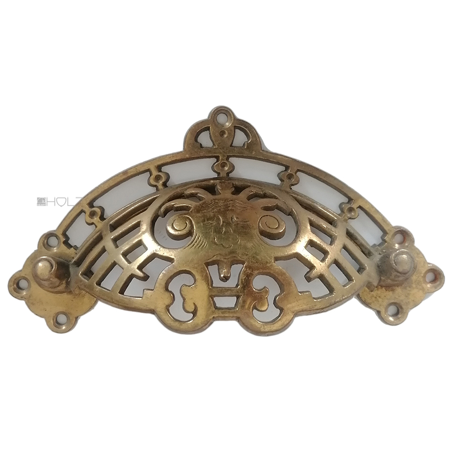 Maniglia per cassetto grande in ottone antico Art Nouveau vecchio 17,7 cm