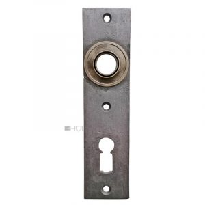 Kastenschloss Kurzschild antik getreppte Rosette alt 23mm 55