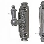 Basküle antik Fenstergetriebe Eisen Kugel alt Diamant Einreiber Halbgriff links