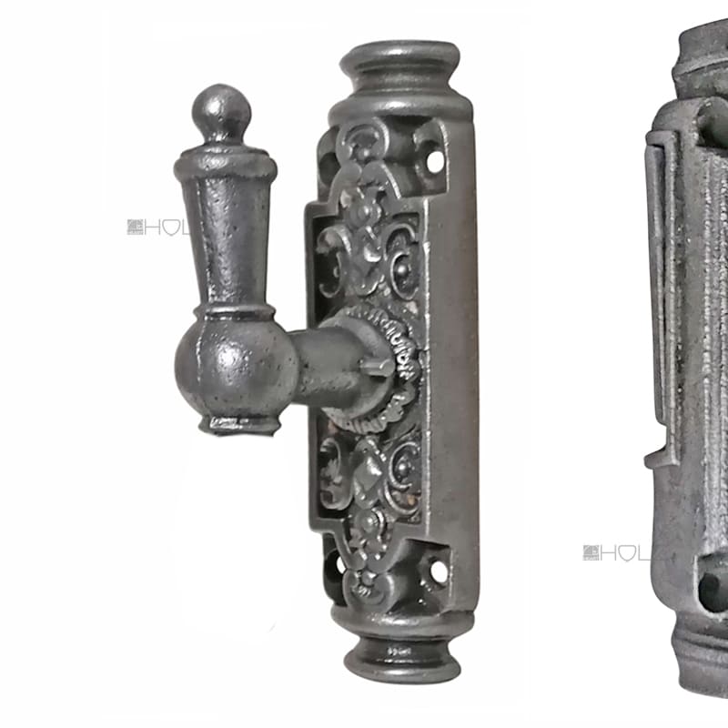 Basküle antik Fenstergetriebe Eisen Kugel alt Diamant Einreiber Halbgriff links Basküle antik Fenstergetriebe Eisen Kugel alt Diamant Einreiber Halbgriff links