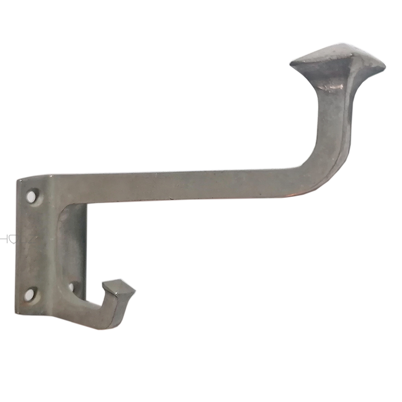 Kleiderhaken Jugendstil Avantgarde alt Messing vernickelt 12.5cm