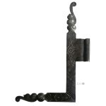 Fensterwinkel Fensterband antik Stahl hand ziseliert graviert alt rechts 8er Dorn 25cm