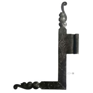 Fensterwinkel Fensterband antik Stahl hand ziseliert graviert alt rechts 8er Dorn 25cm