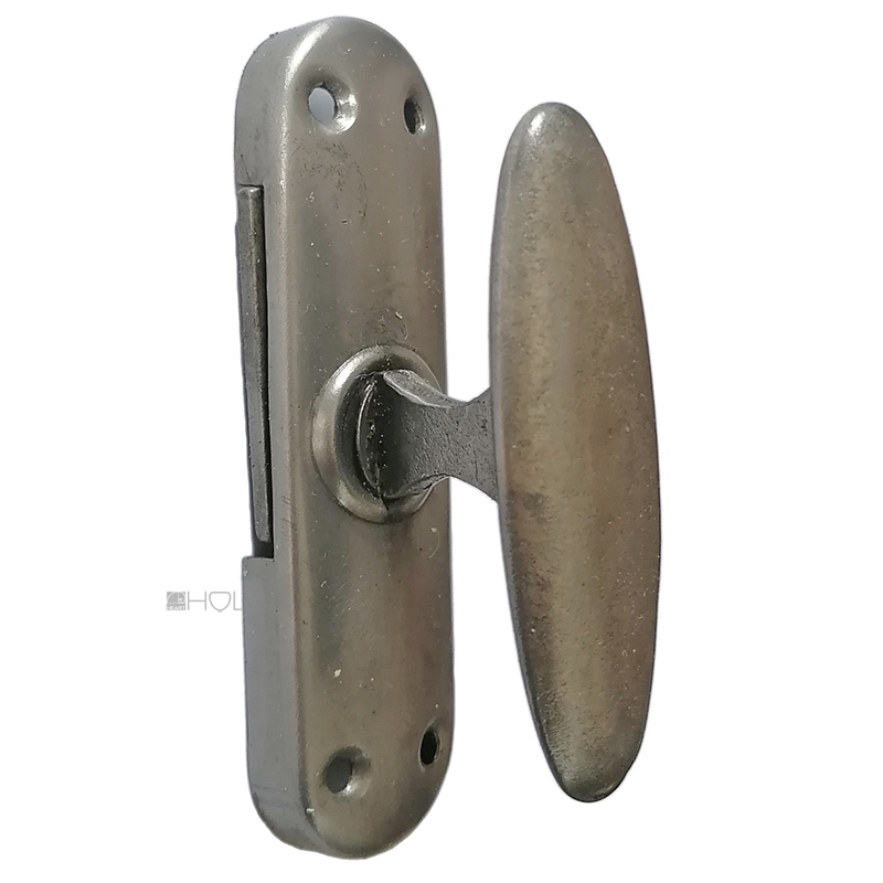 Basküle Fenstergetriebe 1920er alt Stahl 111mm oval Links Reiber