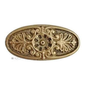 Fensterolive antik Palmette oval Fenstergriff alt Messing