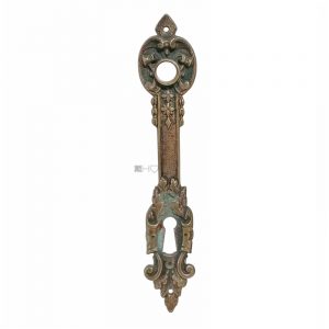 Langschild antik Frankreich alt Eichenblatt Türdrücker 14.7x112mm
