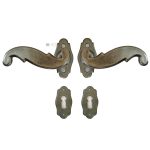 Türdrücker antik repro Stahl Zinn Rosetten 8er Vk