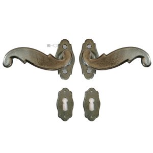 Türdrücker antik repro Stahl Zinn Rosetten 8er Vk