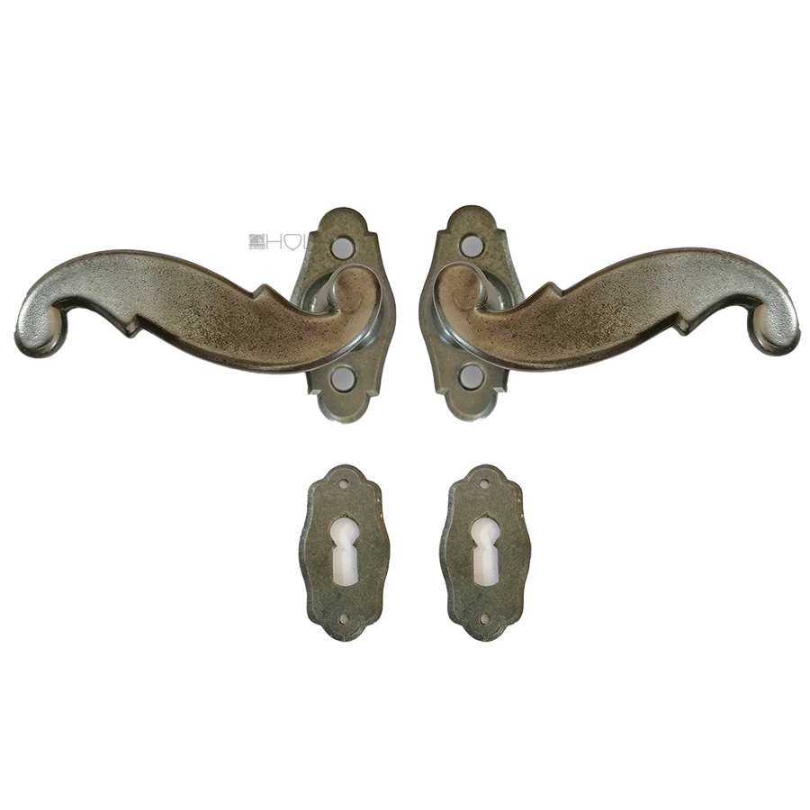 Türdrücker antik repro Stahl Zinn Rosetten 8er Vk